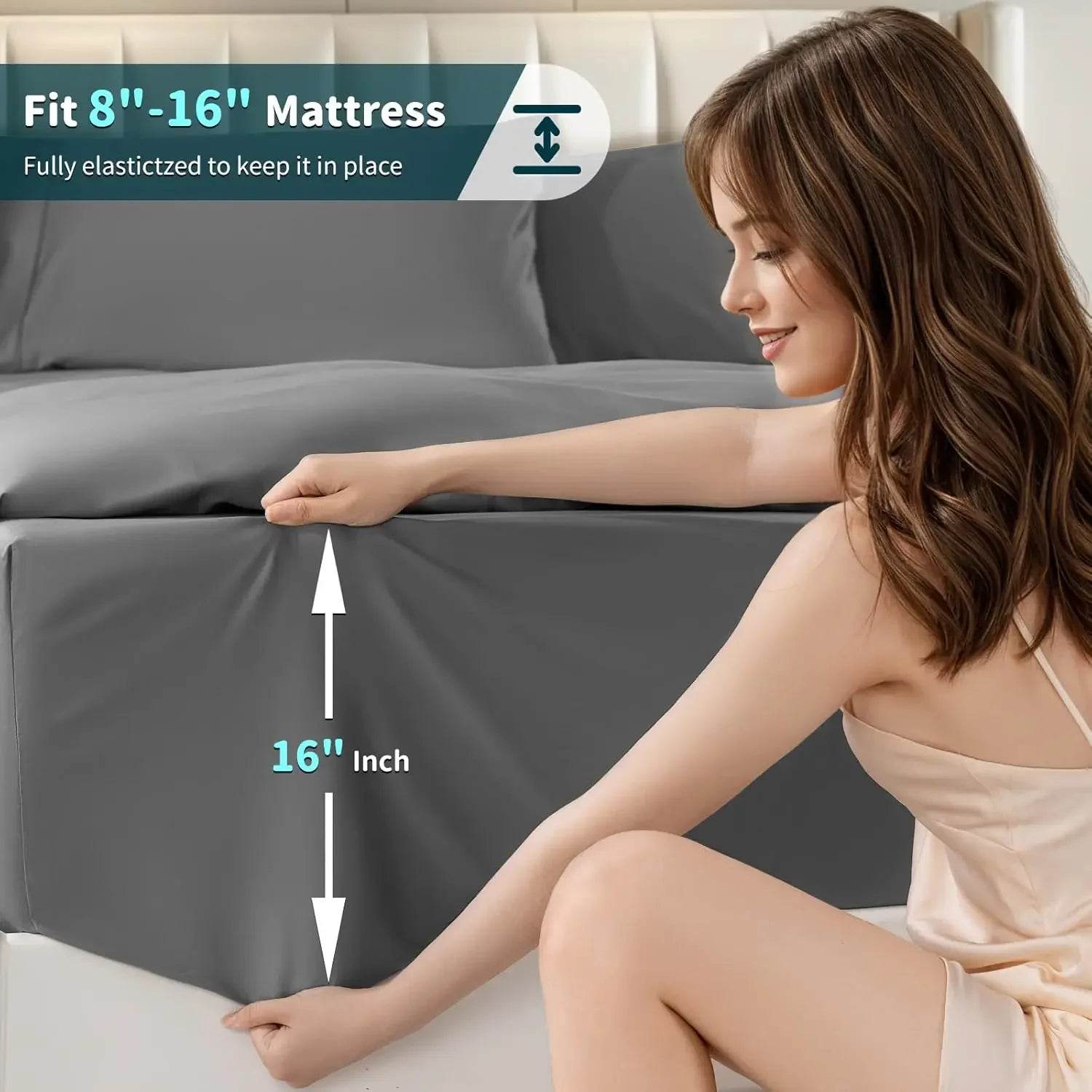 100% Cotton 1200 Thread Count King Size Sheets Set - Loft&Timber