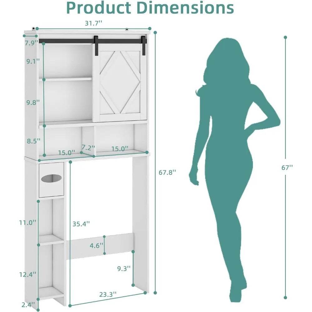 farmhouse style toilet storage cabinet with sliding barn door and integrated toilet paper stand organizer - Loft&Timber
