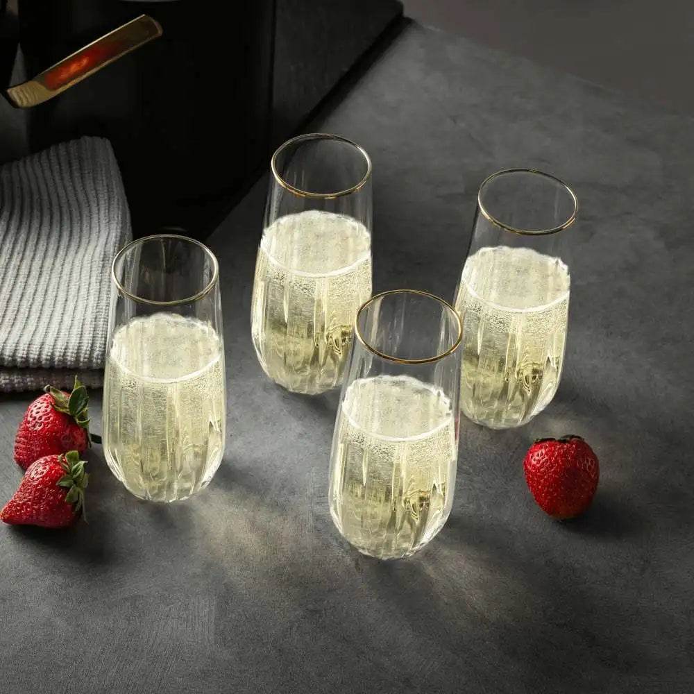 4-Piece Scalloped Stemless Flute Sets - Loft&Timber