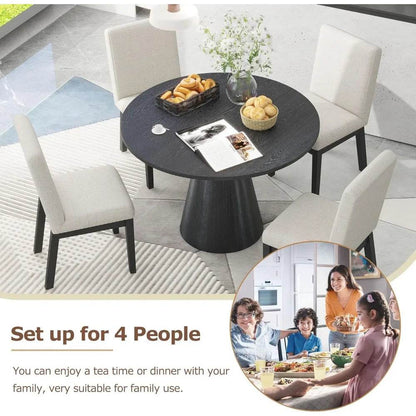 Round Dining Table, Retro Style Wooden Round Dining Table - Loft&Timber