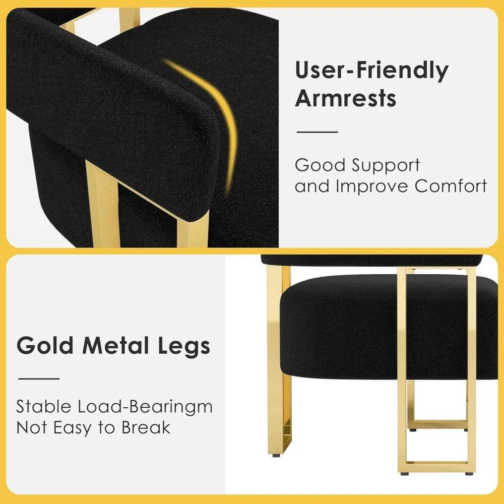 Modern Black and Gold Accent Chair Set of 2 - Loft&Timber