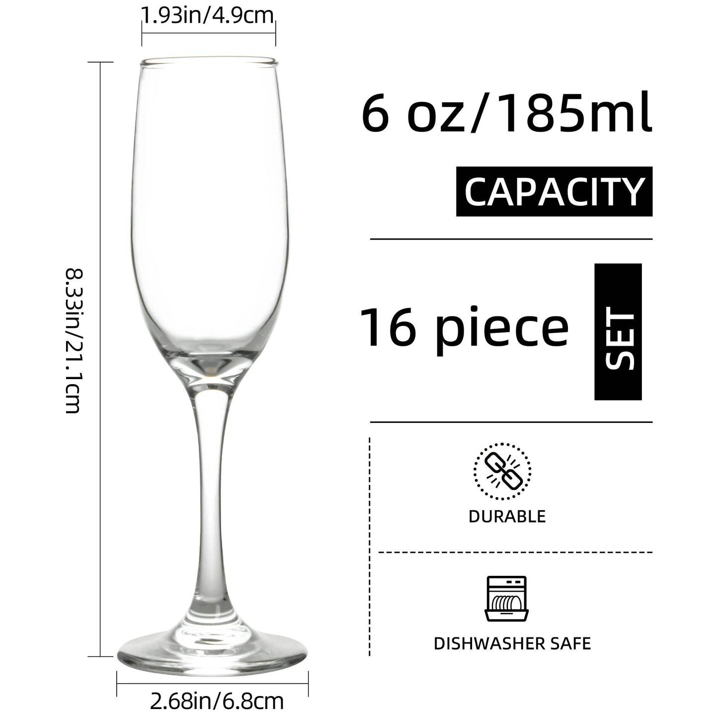 6oz 16-Pack Thickened Champagne Glasses - Loft&Timber