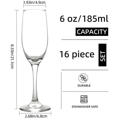 6oz 16-Pack Thickened Champagne Glasses - Loft&Timber