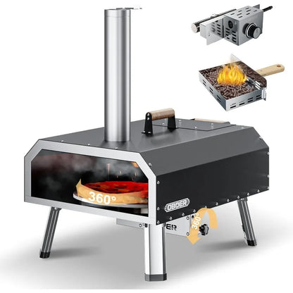 Pizza Oven Outdoor, Rotatable 16" Multi-Fuel Pizza Ovens