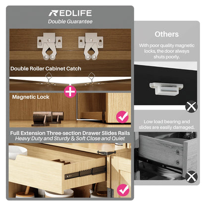 Redlife 72" Kitchen Pantry Storage Cabinet with 8 Shelves 4 Rattan Doors - Loft&Timber