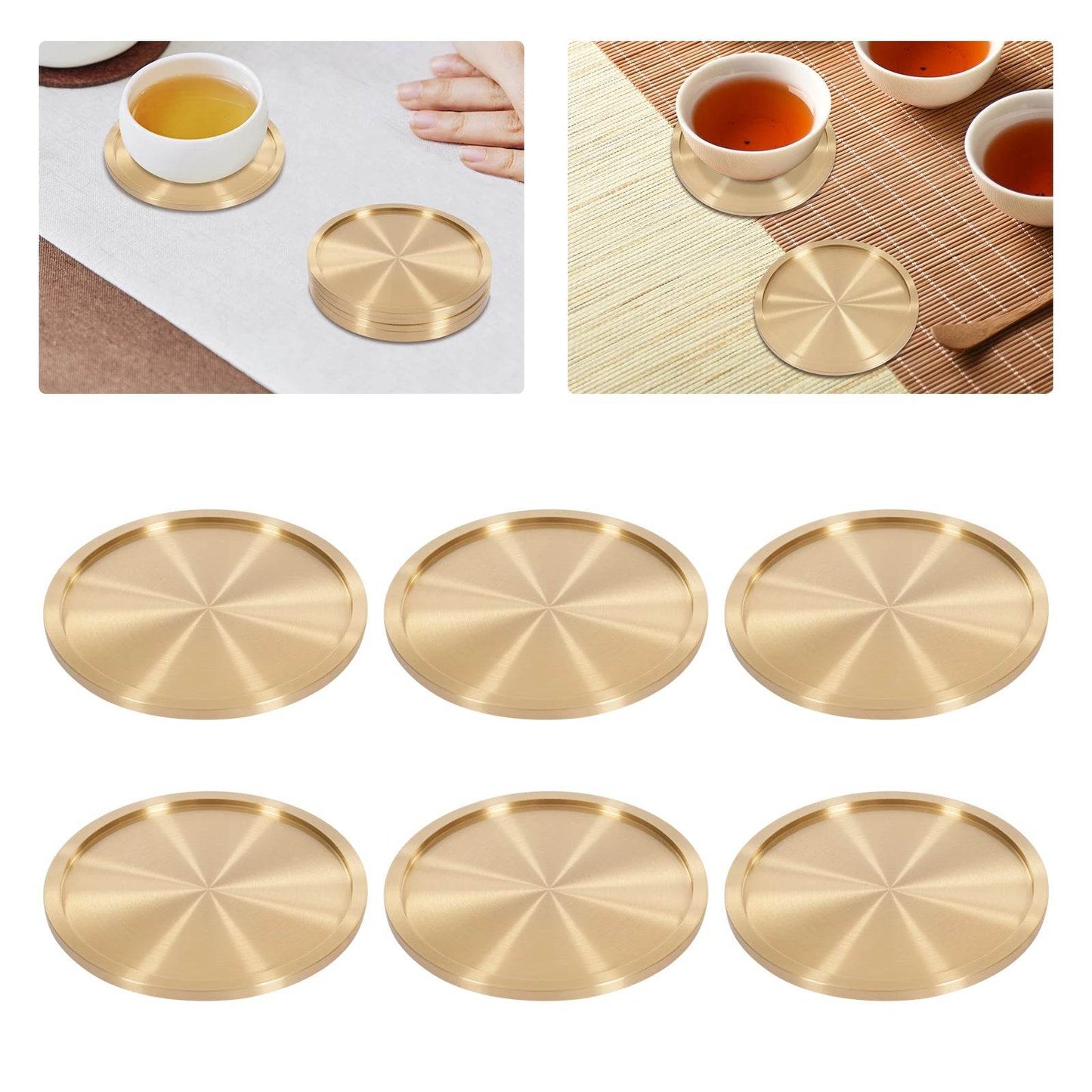 Heavy Brass Coasters for Drinks 6-Pack - Loft&Timber