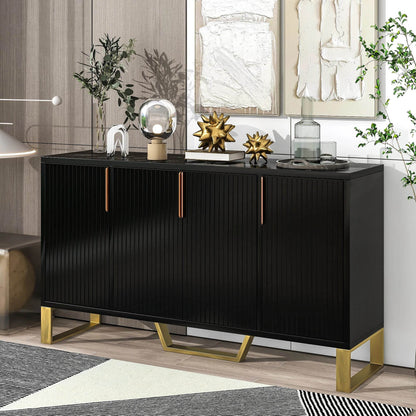 Modern sideboard with Four Doors; Metal handles & Legs - Loft&Timber