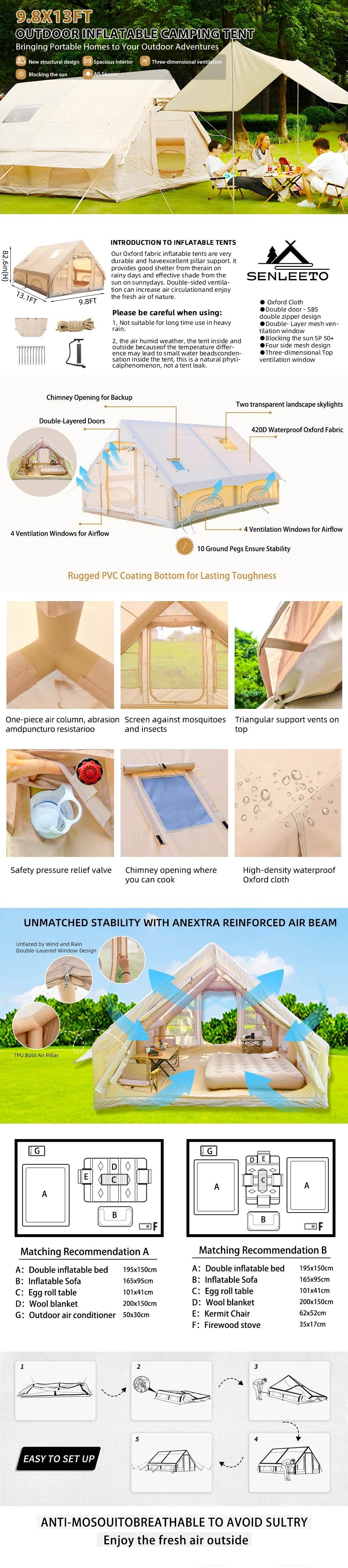 Inflatable Tent for Camping, Easy Setup - Loft&Timber