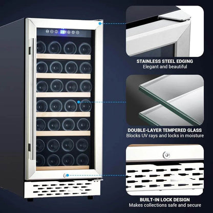 15 Inch Wine Fridge, 28 Bottles