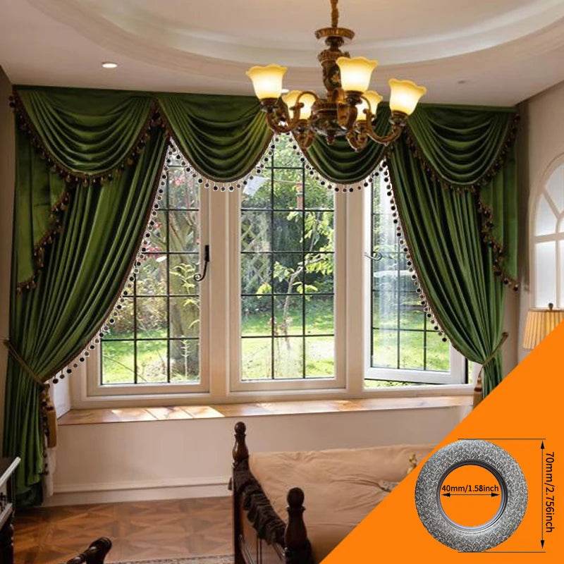 2pcs high-grade American retro green solid color shading flannelette curtain, no valance - Loft&Timber