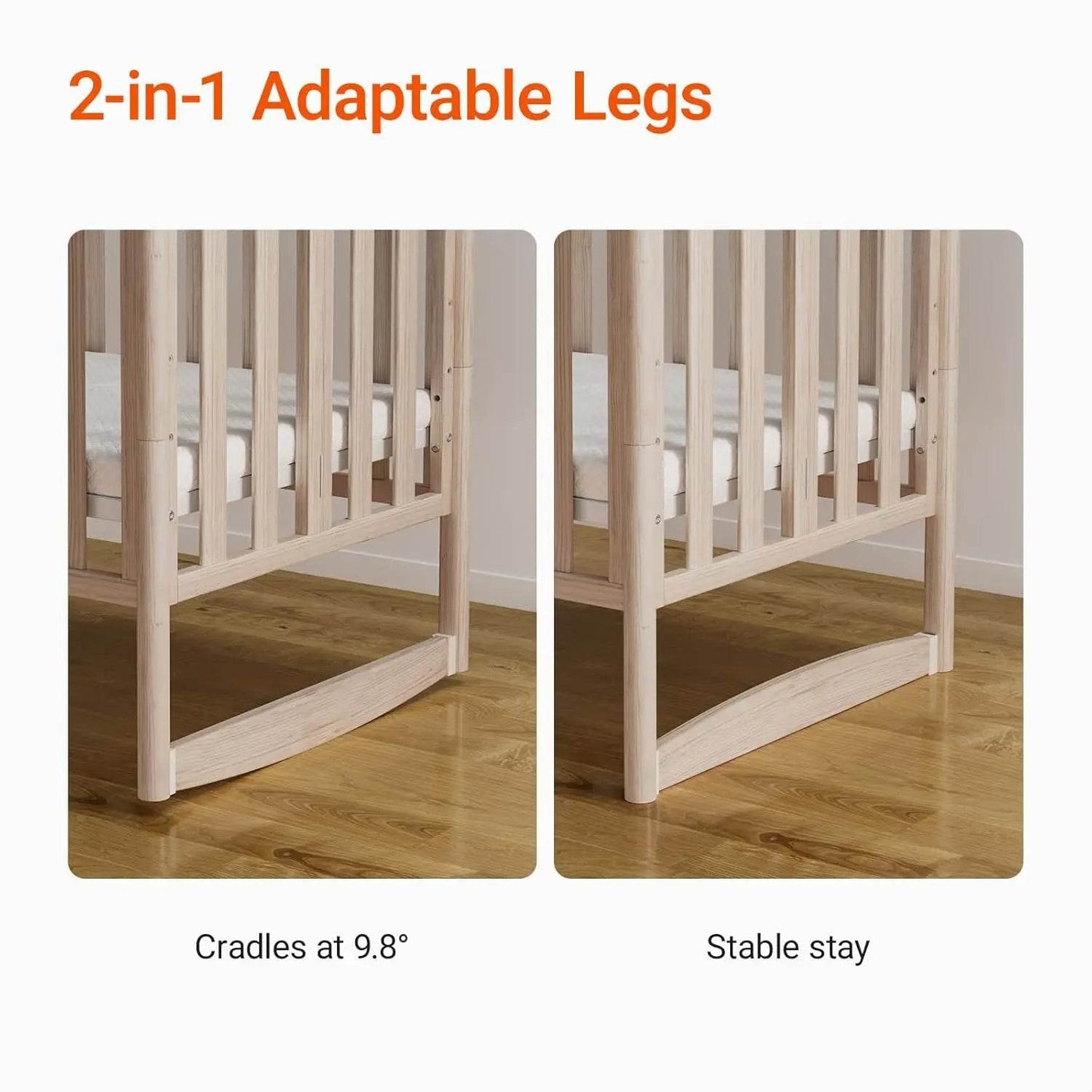 6-in-1 Mini Crib with Removable Wheels & Mattress - Loft&Timber