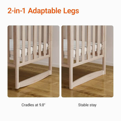 6-in-1 Mini Crib with Removable Wheels & Mattress - Loft&Timber