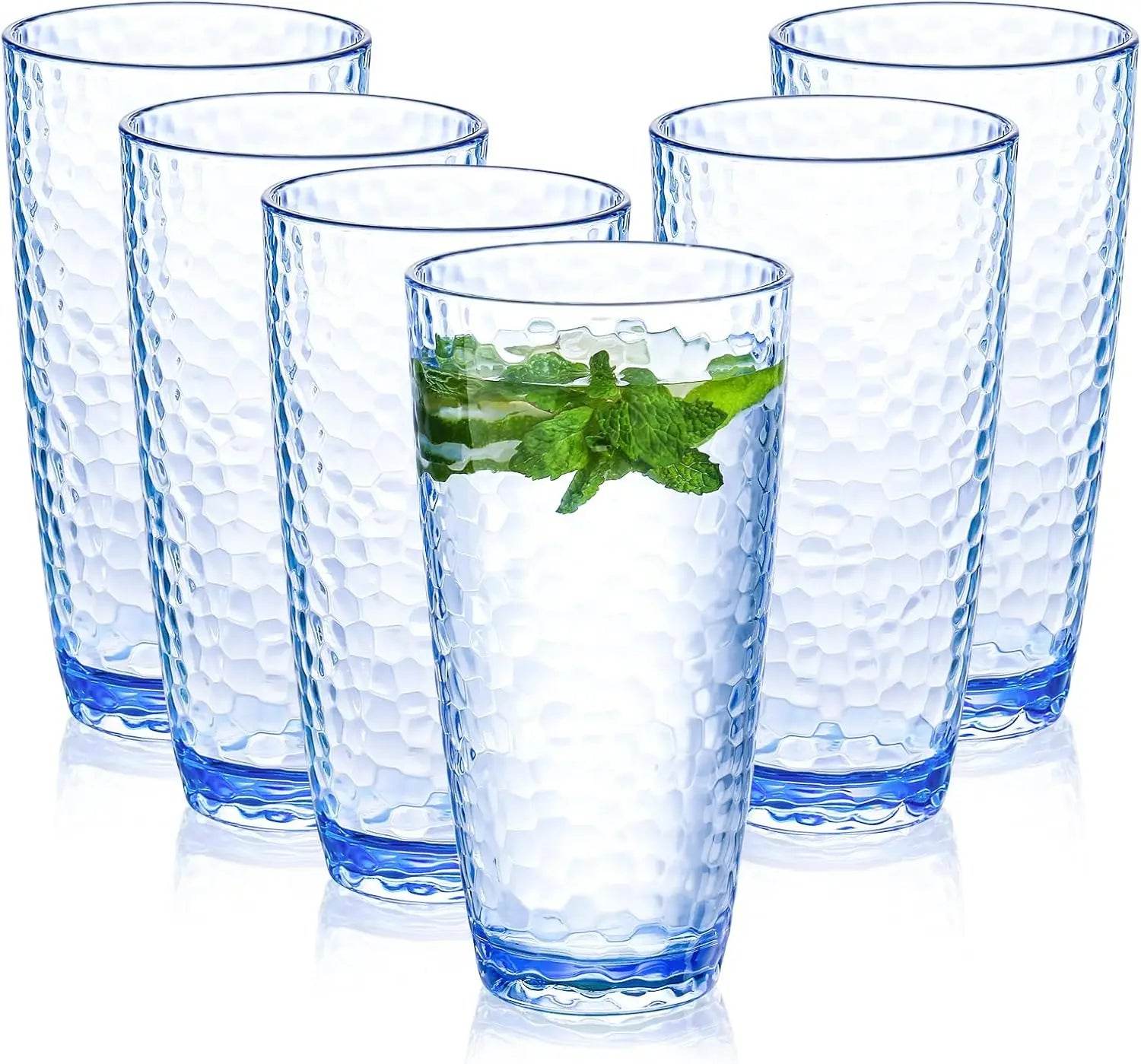 Plastic Unbreakable Tumblers, 25oz Highball Drinking Glasses Set of 6, Blue - Loft&Timber