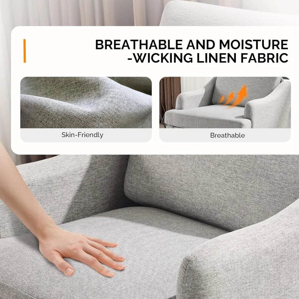 Linen Fabric Accent Chair Grey - Loft&Timber