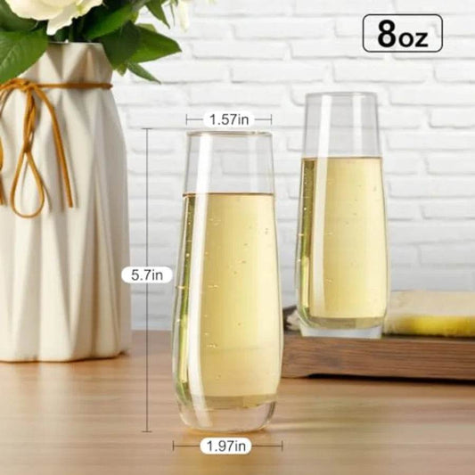 Stemless Champagne Flutes 8 oz Cocktail Glasses