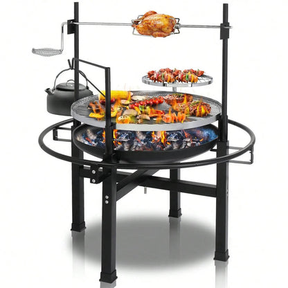 Heavy Duty Cast Iron Charcoal Grill Tabletop BBQ Grill Stove for Camping Picnic - Loft&Timber