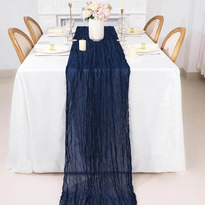 13Ft Navy Blue Cheesecloth Table Runner, 160inch - Loft&Timber
