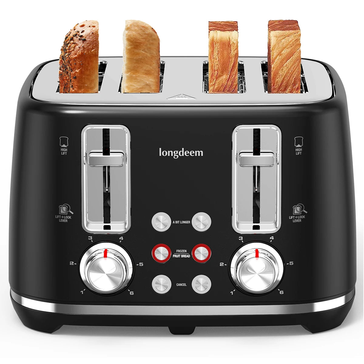 4 Slice Toaster, 1.5" Extra Wide Stainless Steel Slots - Loft&Timber