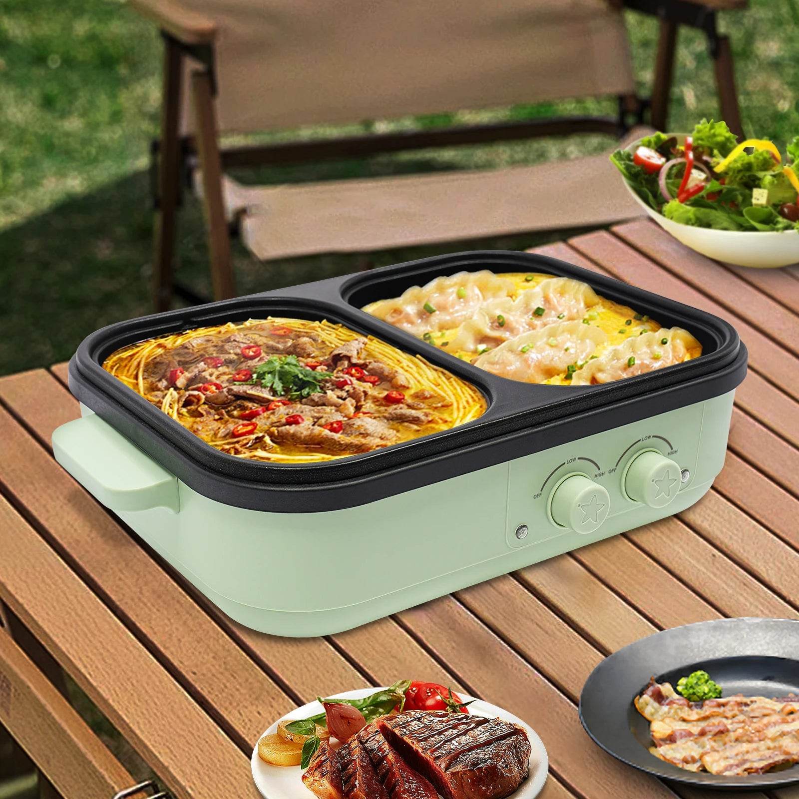 2-In-1 Electric Green Hot Pot,110V - Loft&Timber