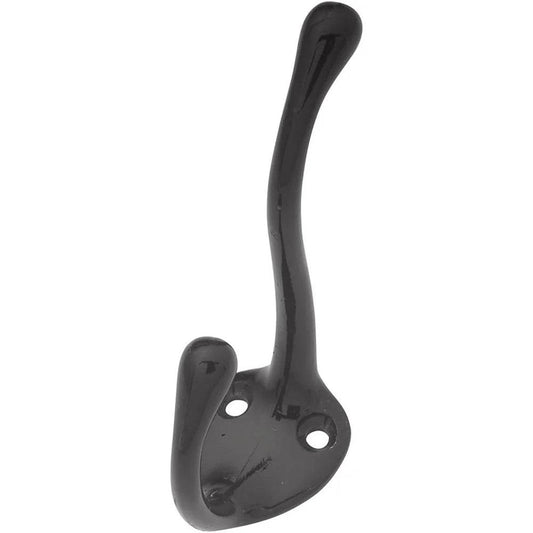 Double Black Zinc Coat Hook 5/8 Inch Center Wall Mount - Loft&Timber