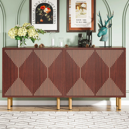 59" Tribesigns Modern Natural Storage Cabinet; Freestanding Floor Cabinet - Loft&Timber