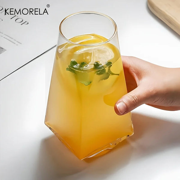 KEMORELA 500ml Geometric Highball Glasses Crystal Clear