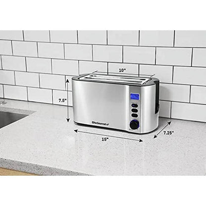 4-Slice Digital Stainless Steel Long-Slot Toaster with LED Display - Loft&Timber