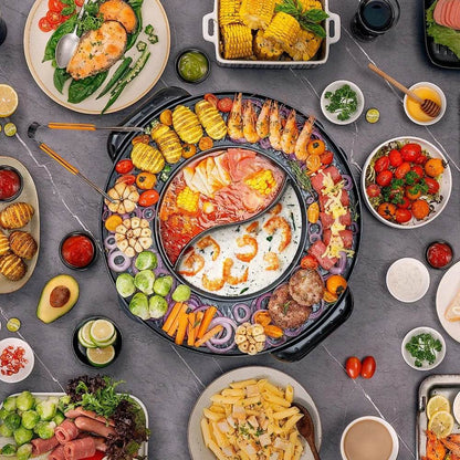 Electric 2-in-1 Hot Pot and Grill Combo: Smokeless, 110V, 1700W - Loft&Timber