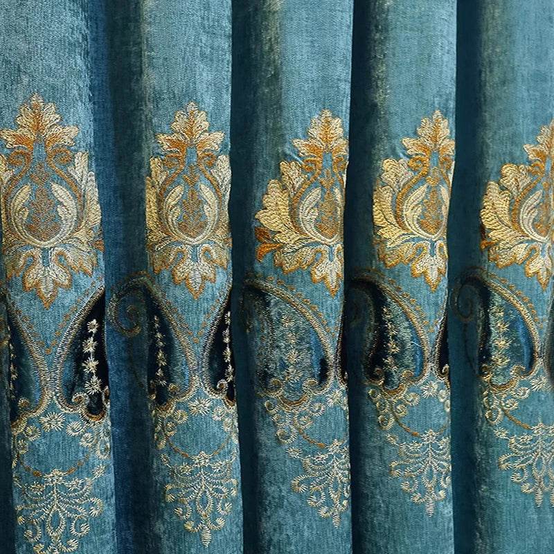2pcs Luxuriously embroidered Chenille curtains - Loft&Timber