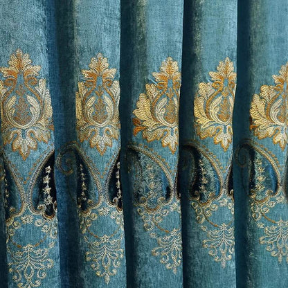 2pcs Luxuriously embroidered Chenille curtains - Loft&Timber