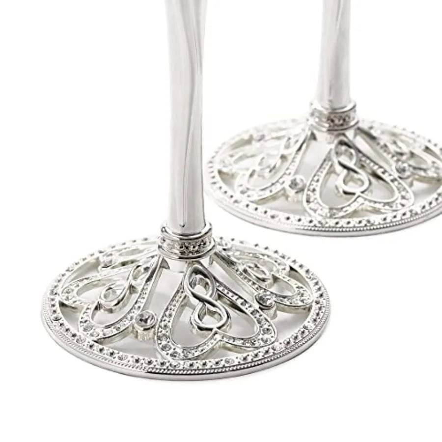 Personalized Infinity Heart Engraved Wedding Champagne Glass Flutes Set of 2 - Loft&Timber