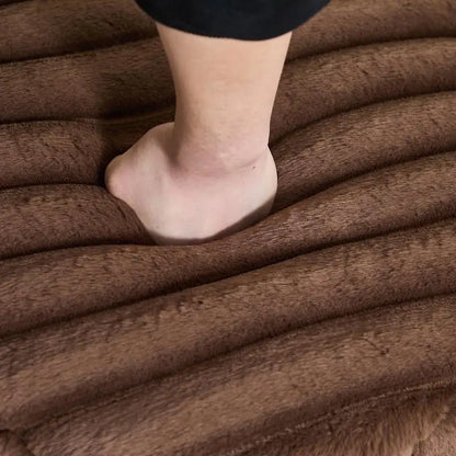 22.05" Wide Upholstered Round Pouf Ottoman with Black Metal Legs in Brown