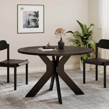 Sandee Dining Table, Round, Black - Loft&Timber