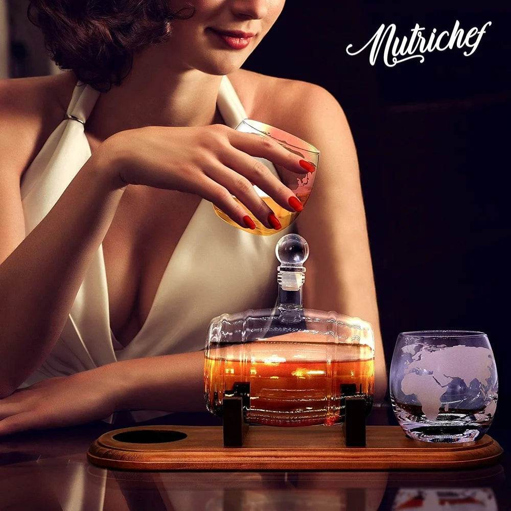 Home Bar Glass Whiskey Decanter Aerator Set with 2 Whiskey Glasses - Loft&Timber