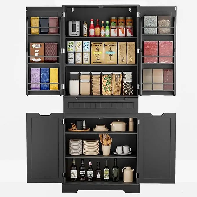 71" Tall Kitchen Pantry Cabinet with Doors and Shelves - Loft&Timber