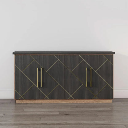 65" Buffet Sideboard Cabinet with Elegant Gold Trim - Loft&Timber