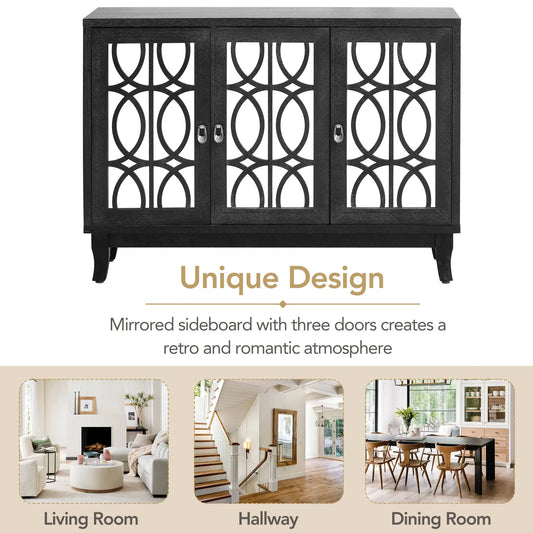 47" Sideboard with 3 Glass Doors - Loft&Timber