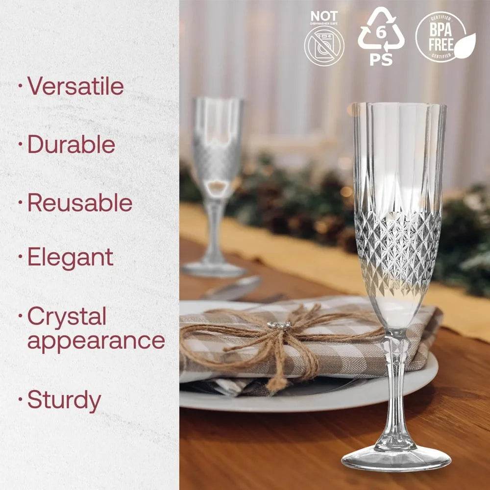 Disposable Plastic Champagne Flutes, Clear 8 oz Capacity - Loft&Timber