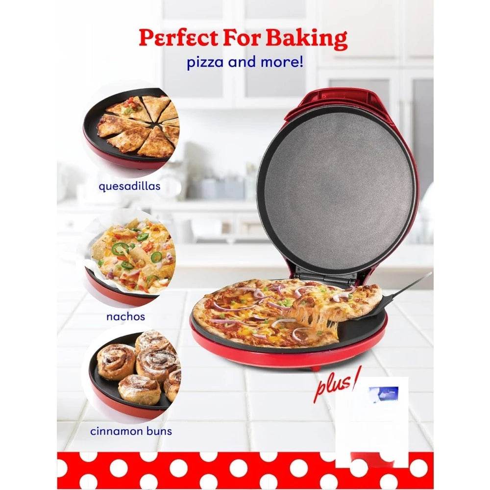 Red Countertop Pizza Maker, 1440-Watt