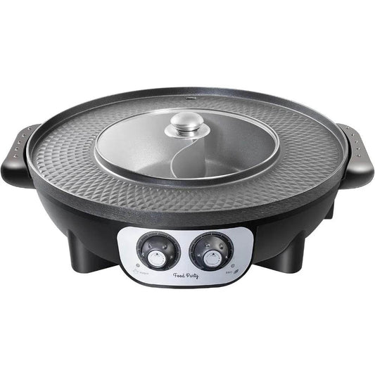 Electric 2-in-1 Hot Pot and Grill Combo: Smokeless, 110V, 1700W