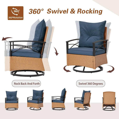 3 Pieces Patio Furniture Set, Outdoor Swivel Patio Rocker Chairs with Thick Cushions - Loft&Timber