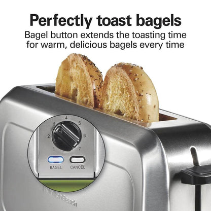 Stainless Steel Long-Slot Toaster 2-Slice Capacity with Bagel Button - Loft&Timber