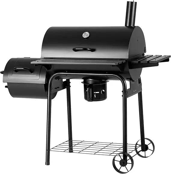 Charcoal Grill, Outdoor BBQ Grill with Offset Smoker and Side Table for Garden and Parties - Loft&Timber
