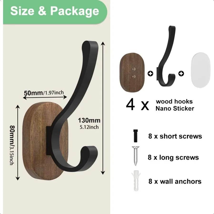 Key & Coat 4 Pack Wall Mount - Loft&Timber