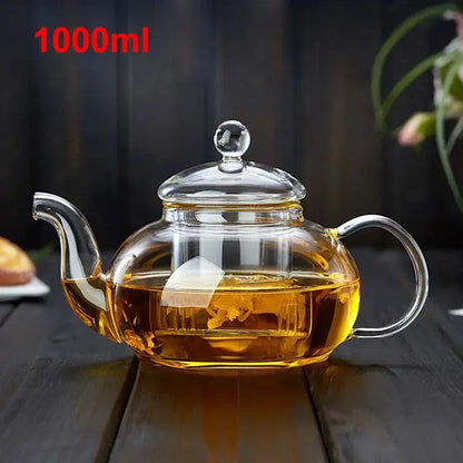 High Borosilicate Glass Flower Teapot Set: Heat-Resistant, Filterable, 400ml/1000ml" - Loft&Timber