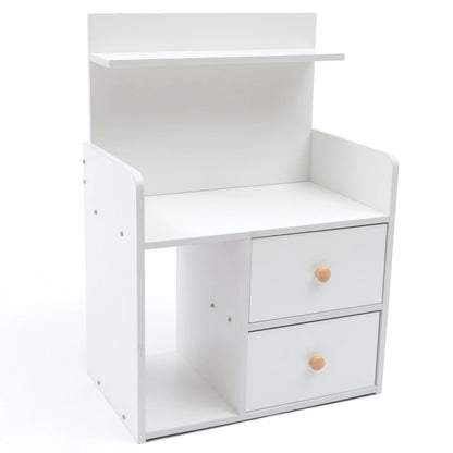 Bymaocar Warm White Nightstand with 2 Drawers, 16.9x10.2x23.6In Compact Bedside Table, Versatile Vanity Dresser for Living Room