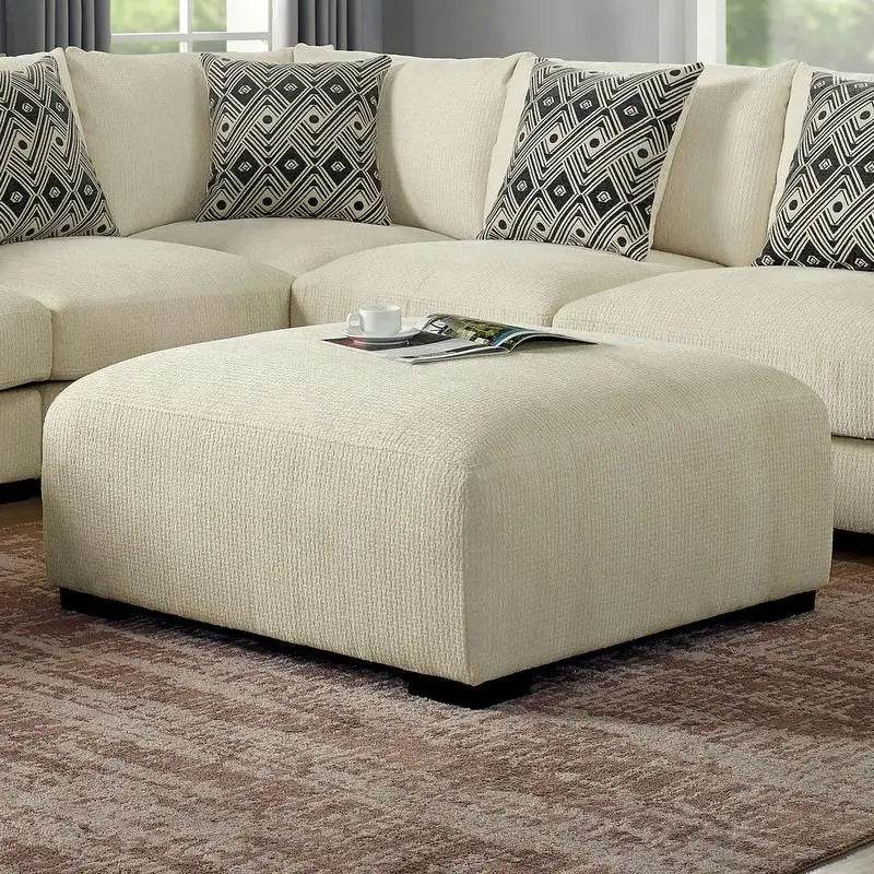 Contemporary Square Upholstered Ottoman with Memory Foam