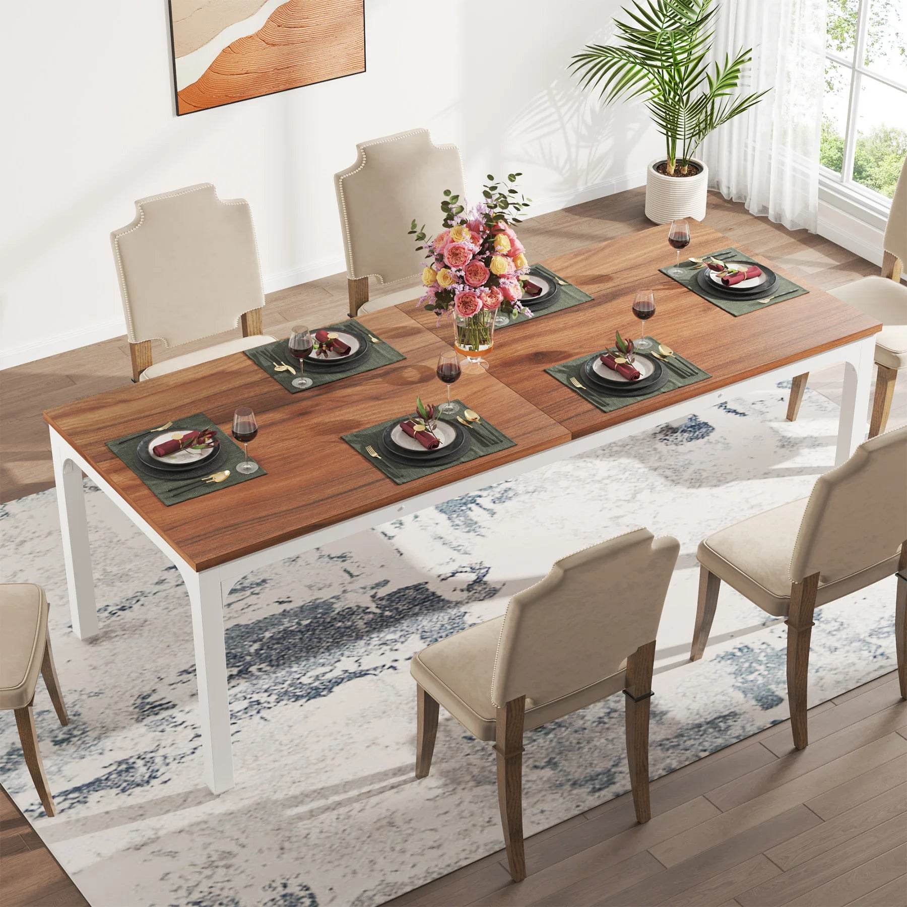 Tribesigns Dining Table for 6-8 People, 200cm - Loft&Timber