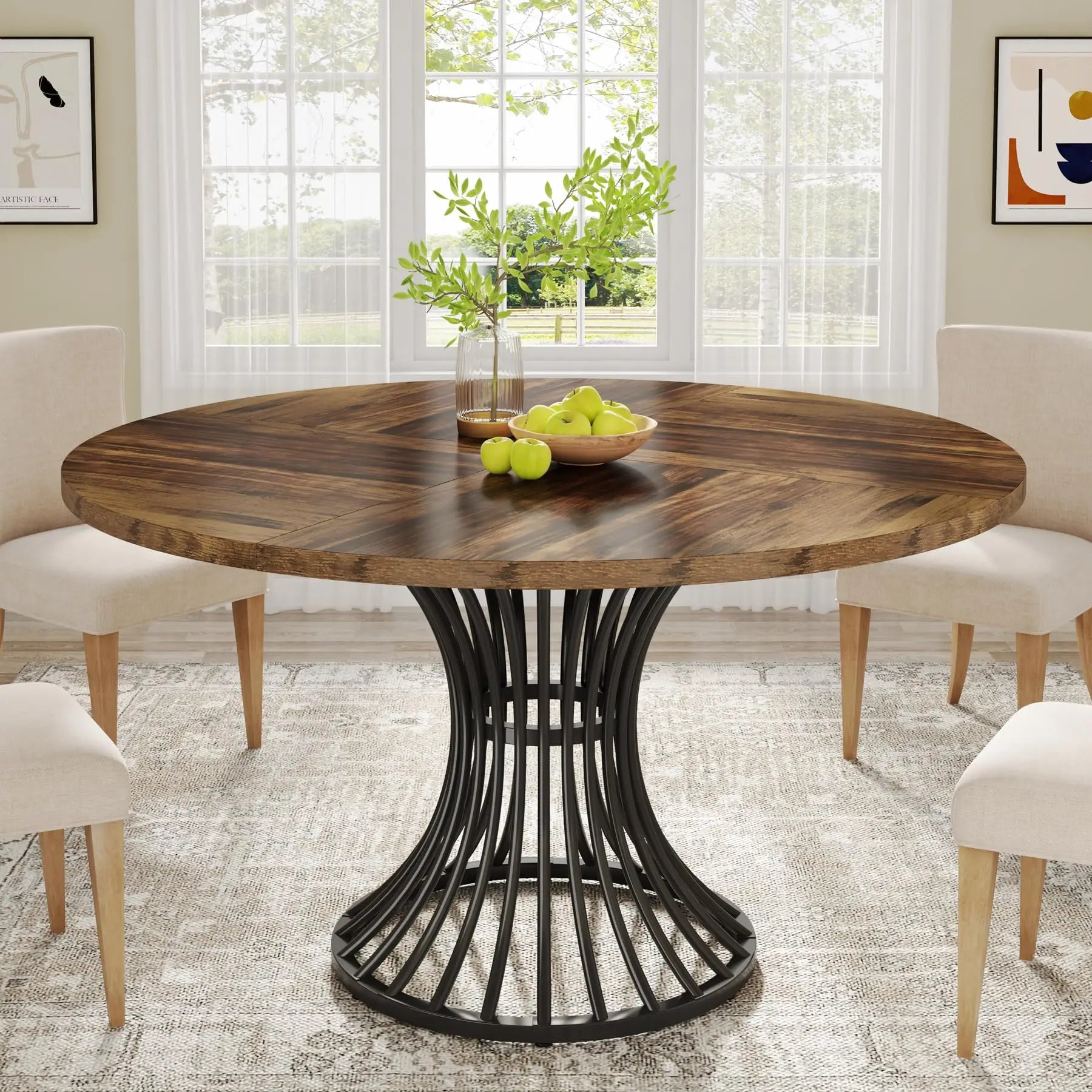 Tribesigns Round Dining Table for 4-6 People, 47" - Loft&Timber