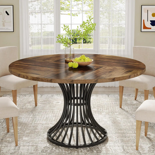 Tribesigns Round Dining Table for 4-6 People, 47" - Loft&Timber